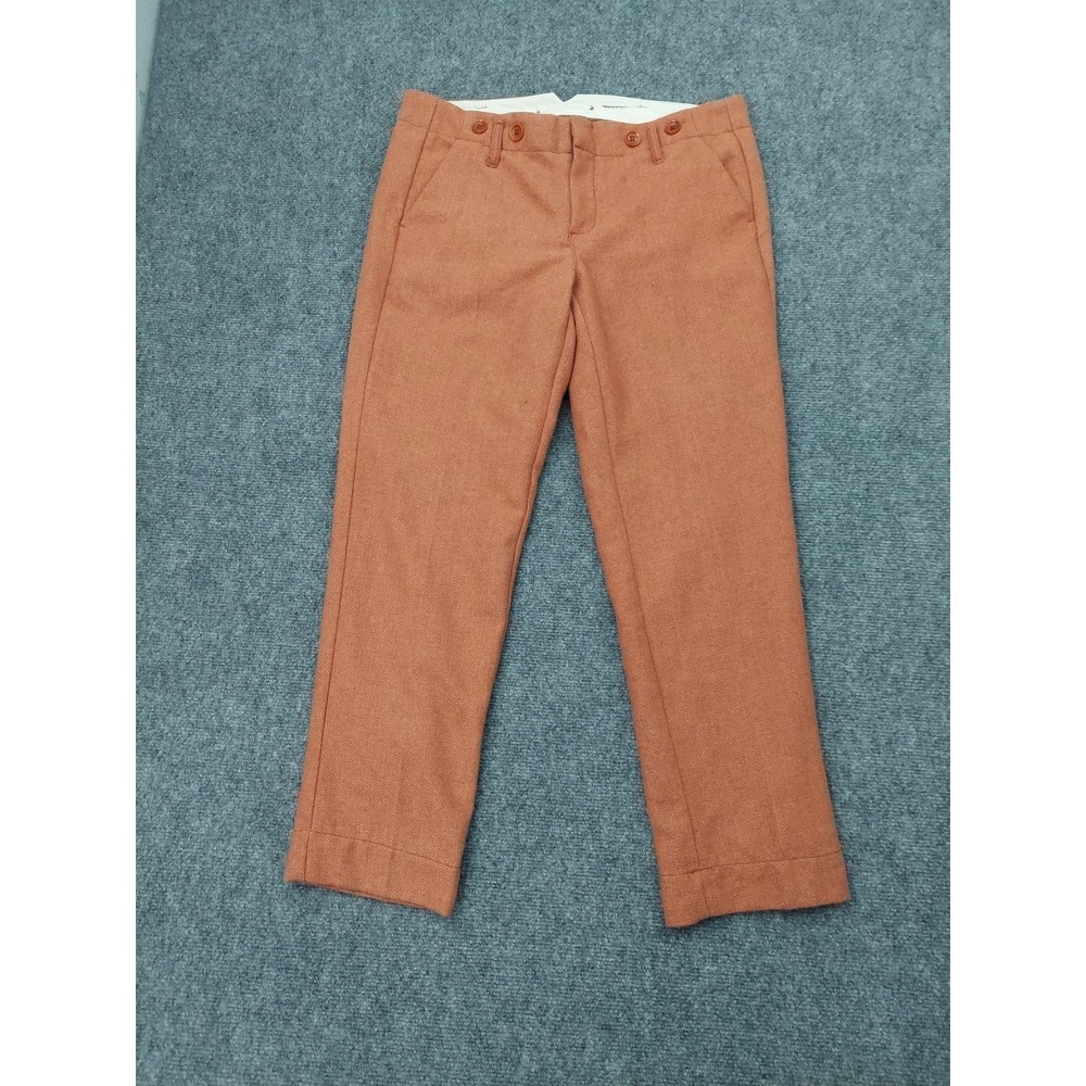 Paper‎ Boy Anthropologie Pants Womens 6 Orange Herringbone Wool Crop Buckle Back